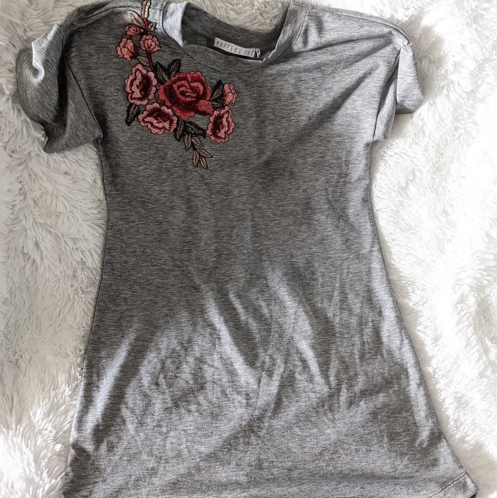 Grey embroidered dress